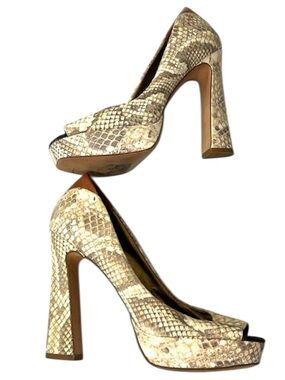 Sam Edelman Tacoma Snakeskin Peep Toe Platform Heels Leather Size 6.5
